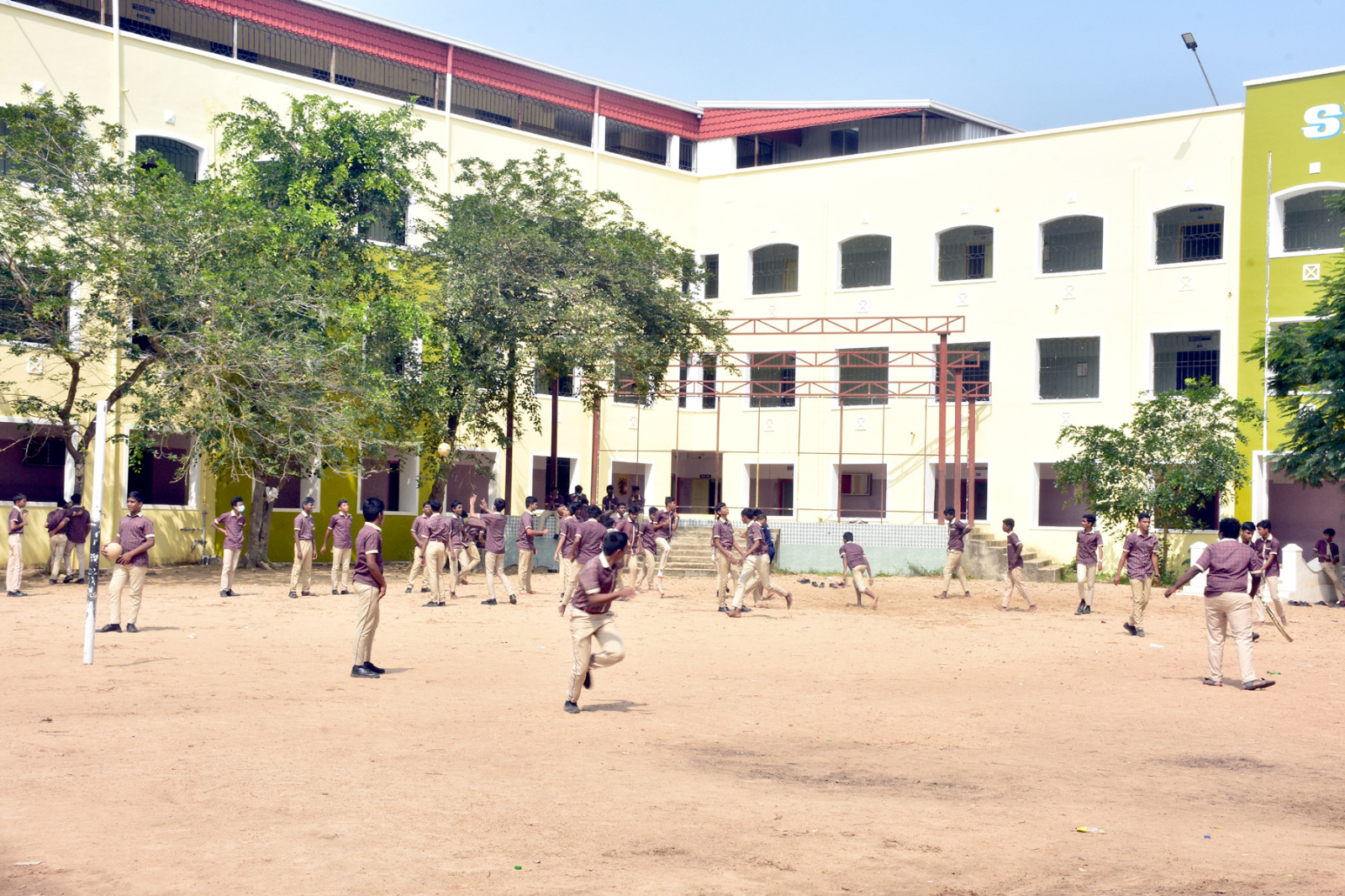Children playing in school playground